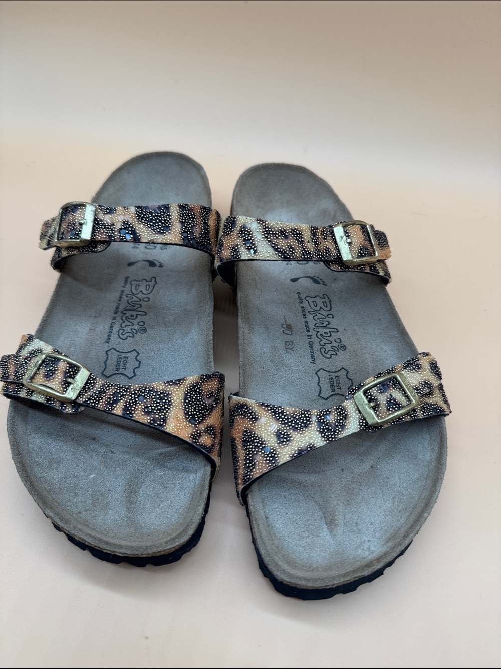 Birkenstock Leopard Print Two-Strap Sandals - Tan, Black